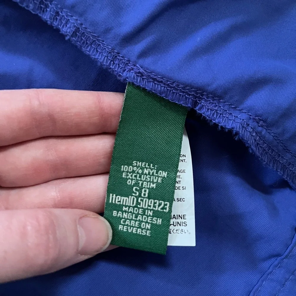 L.L. Bean Kids Royal Blue Hooded Lightweight Windbreaker Jacket Size Small‎ 8